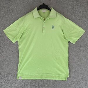 Peter Millar Men's Large lime Green short sleeve Polo Shirt Golf Navesink logo